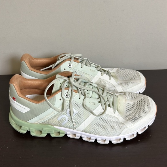 ON Cloud Cloudflow Running Sneaker Shoe Aloe White Womens Designer Trendy Sz 9.5 - Picture 7 of 12
